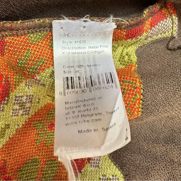 IVKO floral mocha tan and colorful floral cardigan sweater, 36, S. - Picture 6 of 6